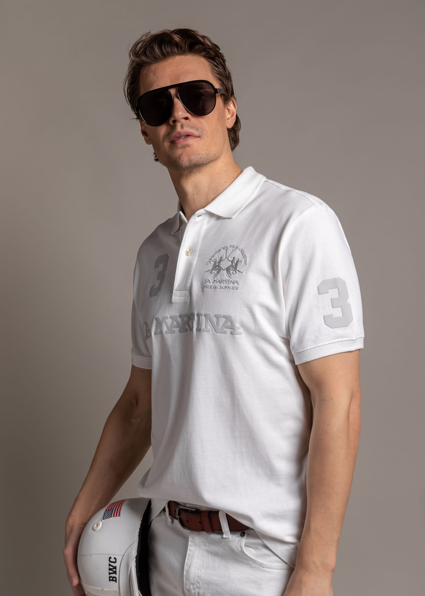 La Martina Guards Polo Club Slim Fit White Short Sleeve Polo Shirt