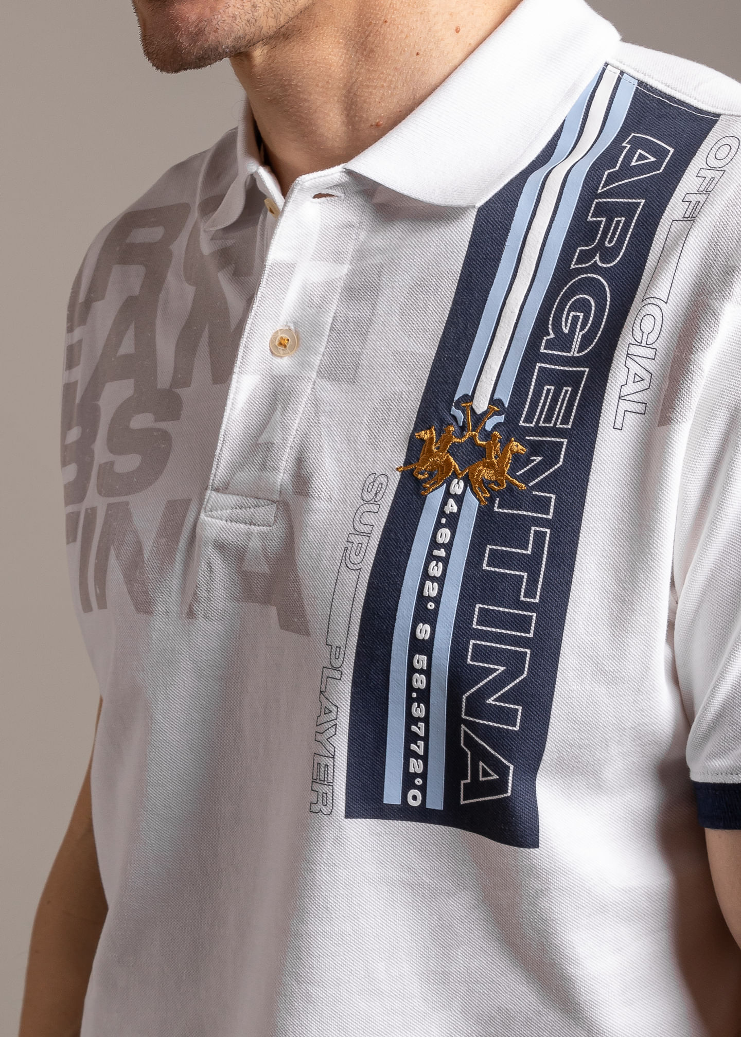 Polo La Martina Manga Corta Para Hombre Algodón 100%, Corte Regular,  Blanco