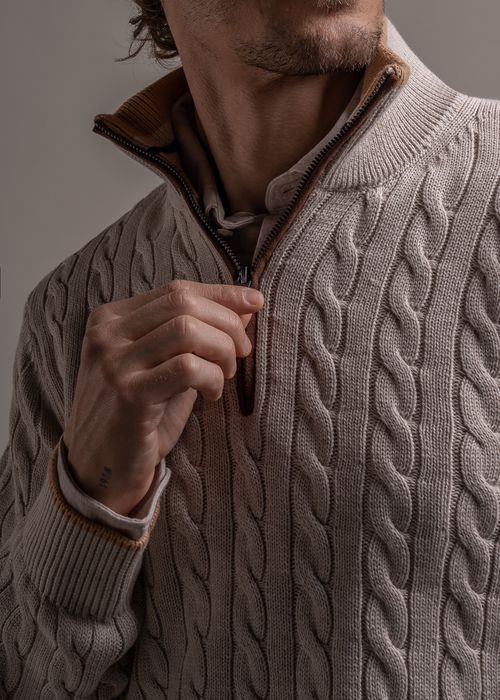 SWEATER HALF ZIPPER BRAID