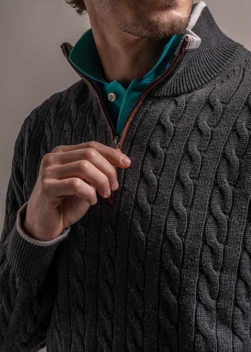 SWEATER HALF ZIPPER BRAID
